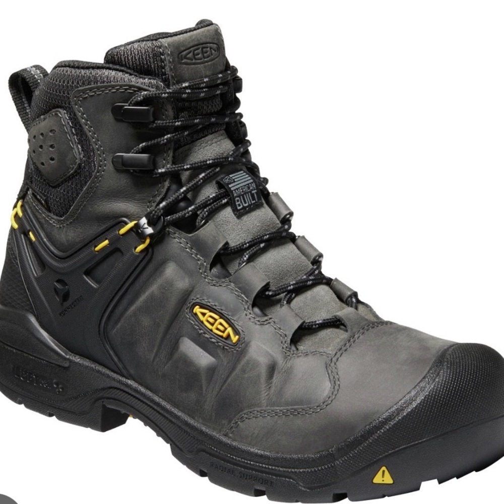 KEEN Dover 6” Mens comp
Toe waterproof Work Boots. NWOB. MSRP- $220. Sz. 12EE